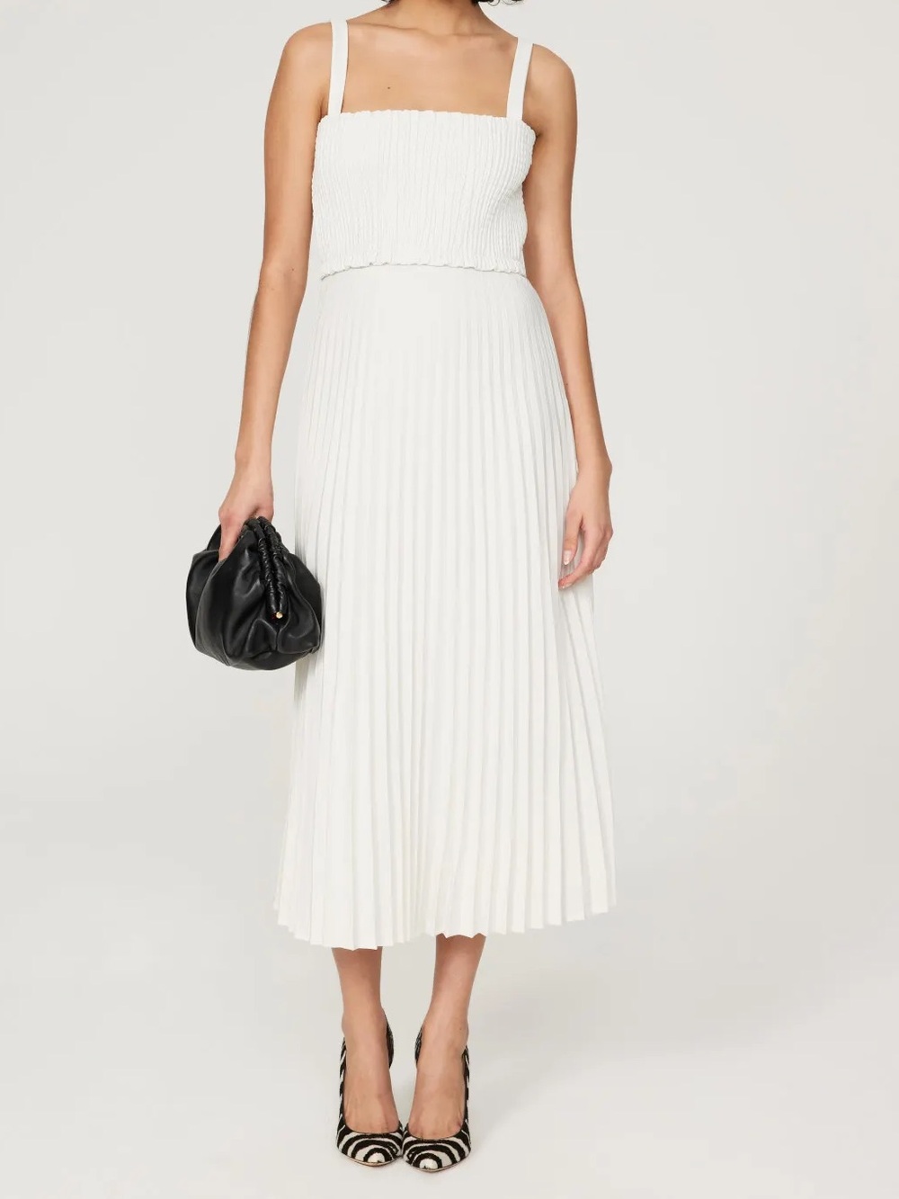 White Proenza Shoulder Dress - Square neckline long dress
